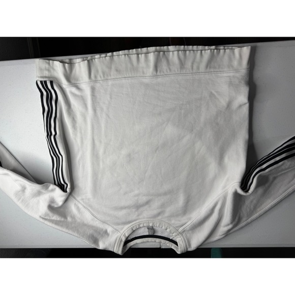 Athleta Tops - Athleta Womens XL White Black Stripe Sleeve Fleece Crewneck Sweatshirt Pullover